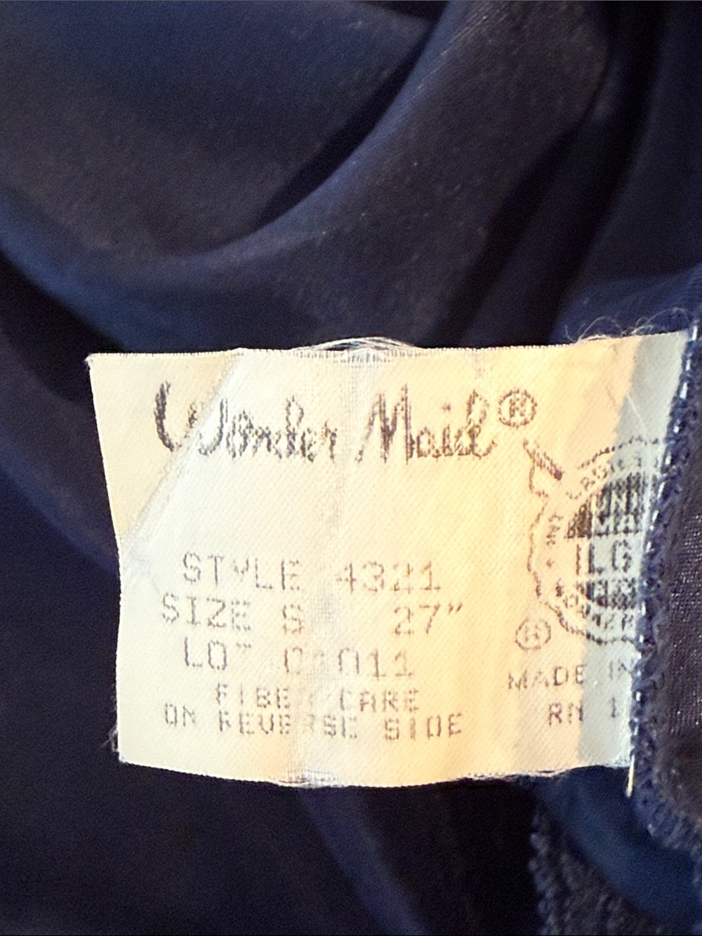 Vintage Navy Blue Satin Slip Skirt W Lace Trim Size Small - Picture 9 of 11